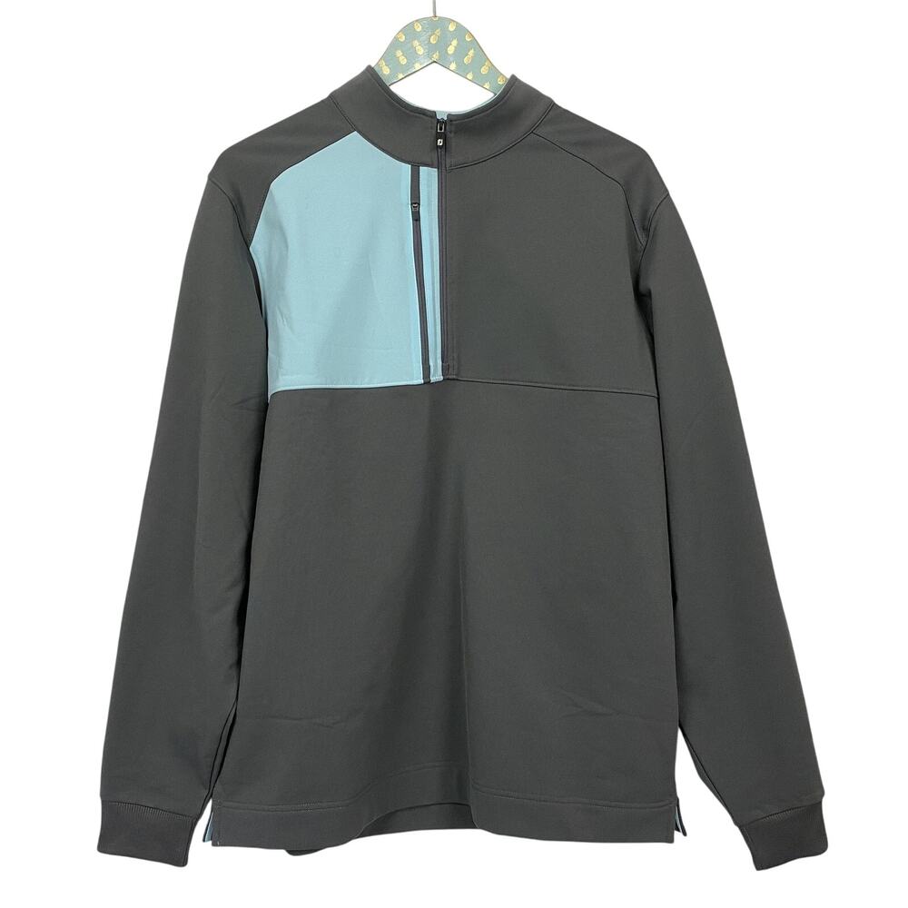 FootJoy Pique Sport Mid Layer Pullover Mens Large Gray Half Zip Golf Sweatshirt